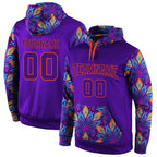 Custom Stitched Purple Purple-Orange 3D Pattern Design Sports Pullover Sweatshirt Hoodie photo 1