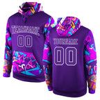 Custom Stitched Purple Purple-White 3D Pattern Design Sports Pullover Sweatshirt Hoodie