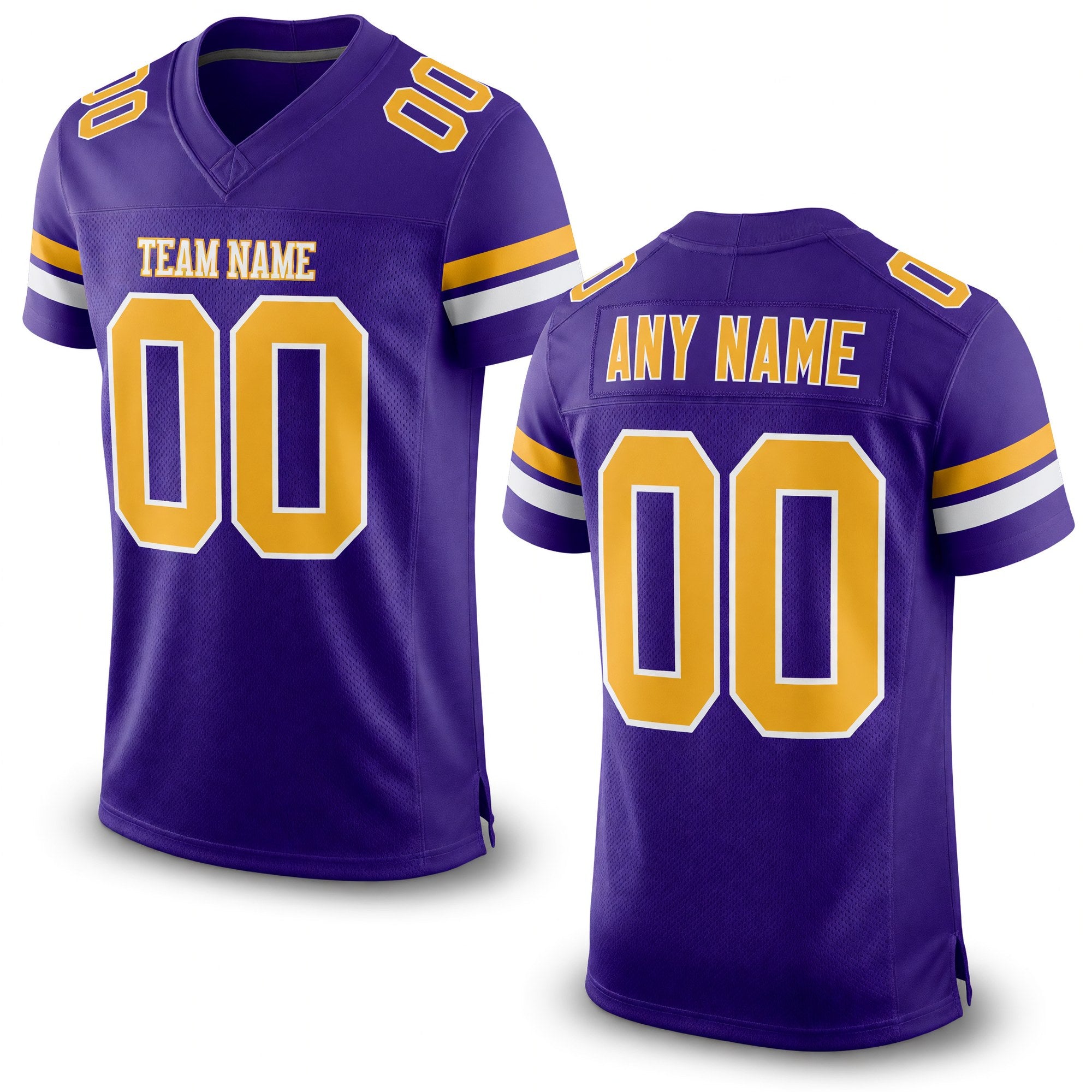 Custom Purple Old Gold-White Mesh Authentic Football Jersey