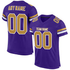 Custom Purple Old Gold-White Mesh Authentic Football Jersey photo 1
