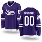 Custom Purple White Hockey Jersey