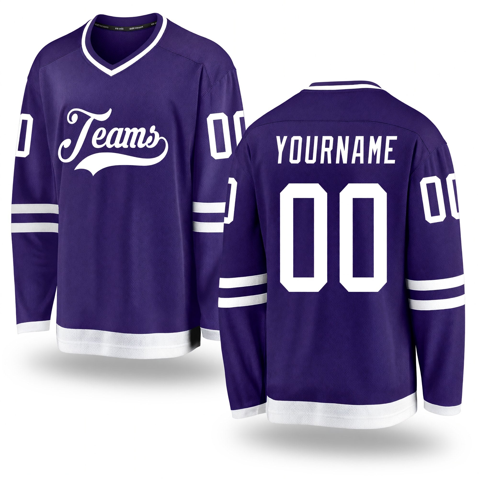 Custom Purple White Hockey Jersey
