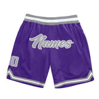 Custom Purple Gray-White Authentic Throwback Basketball Shorts photo 1