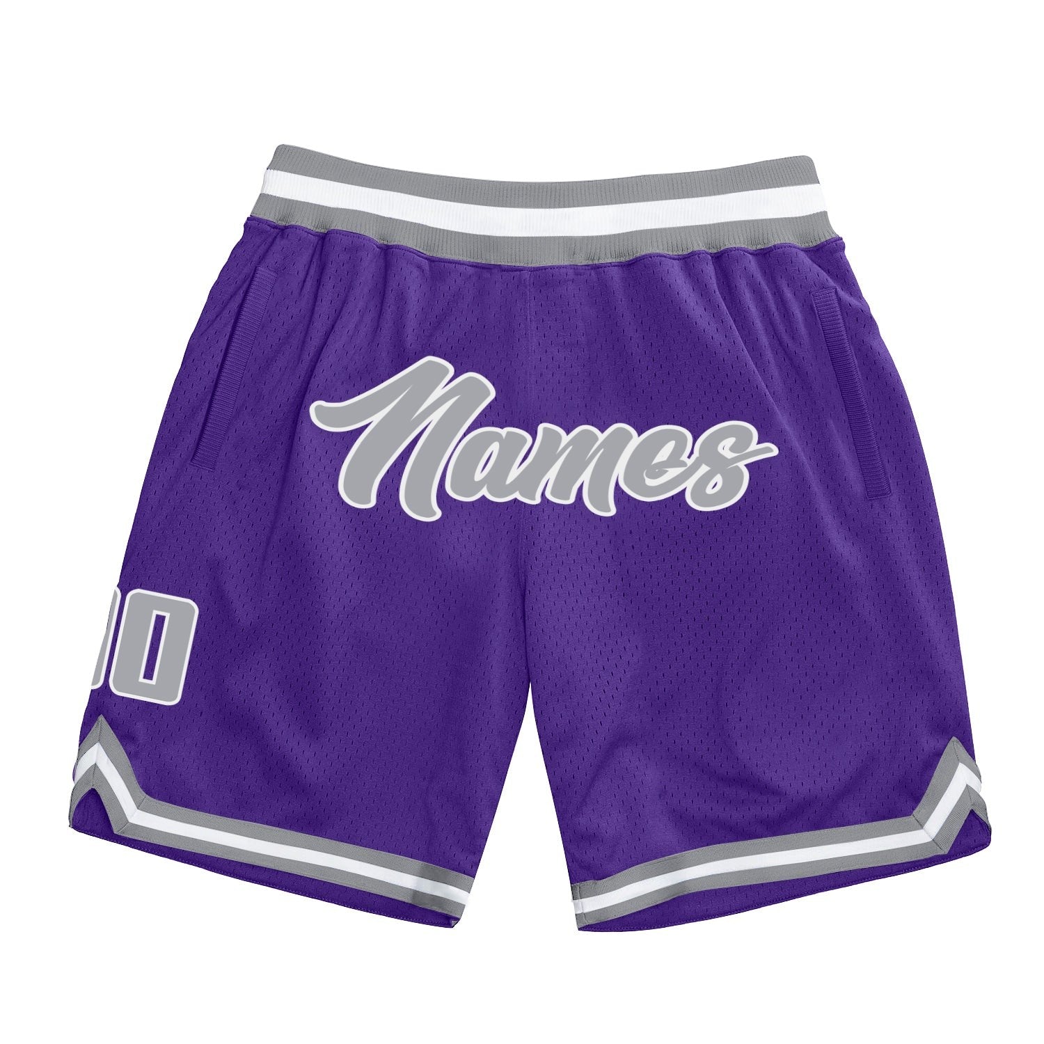 Custom Purple Gray-White Authentic Throwback Basketball Shorts photo 1