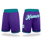 Custom Purple White-Teal Authentic Throwback Basketball Shorts