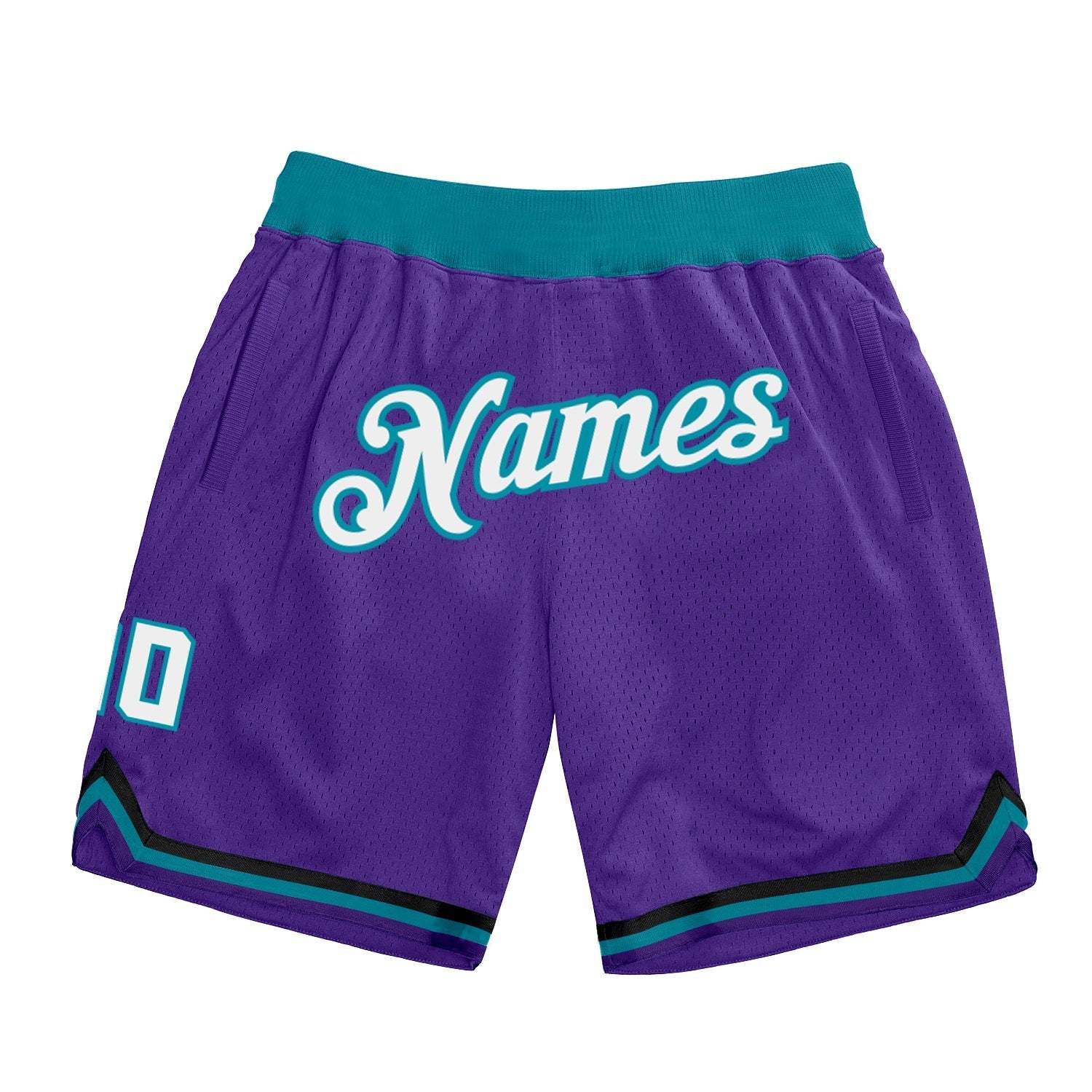 Custom Purple White-Teal Authentic Throwback Basketball Shorts photo 1