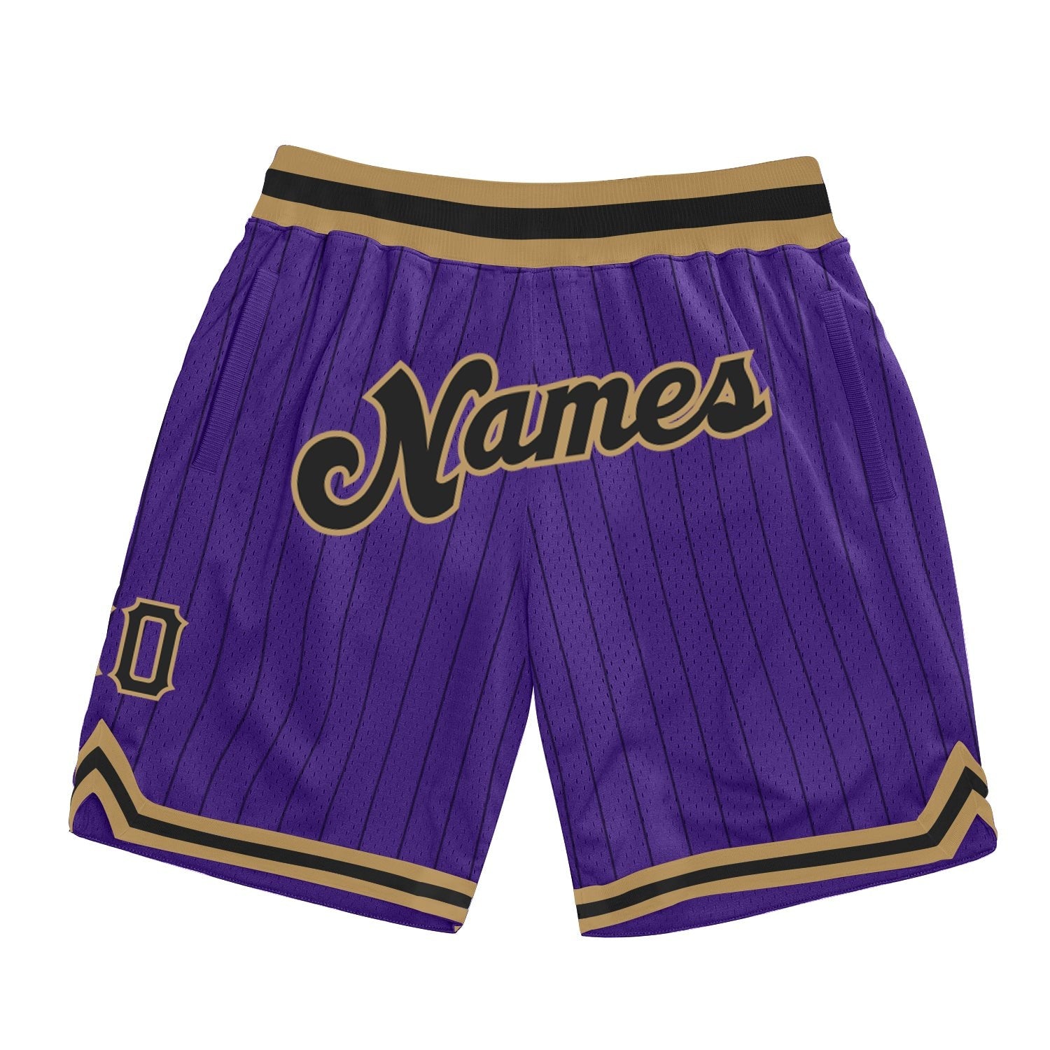 Custom Purple Black Pinstripe Black-Old Gold Authentic Basketball Shorts photo 1