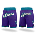 Custom Purple Black Pinstripe White-Teal Authentic Basketball Shorts