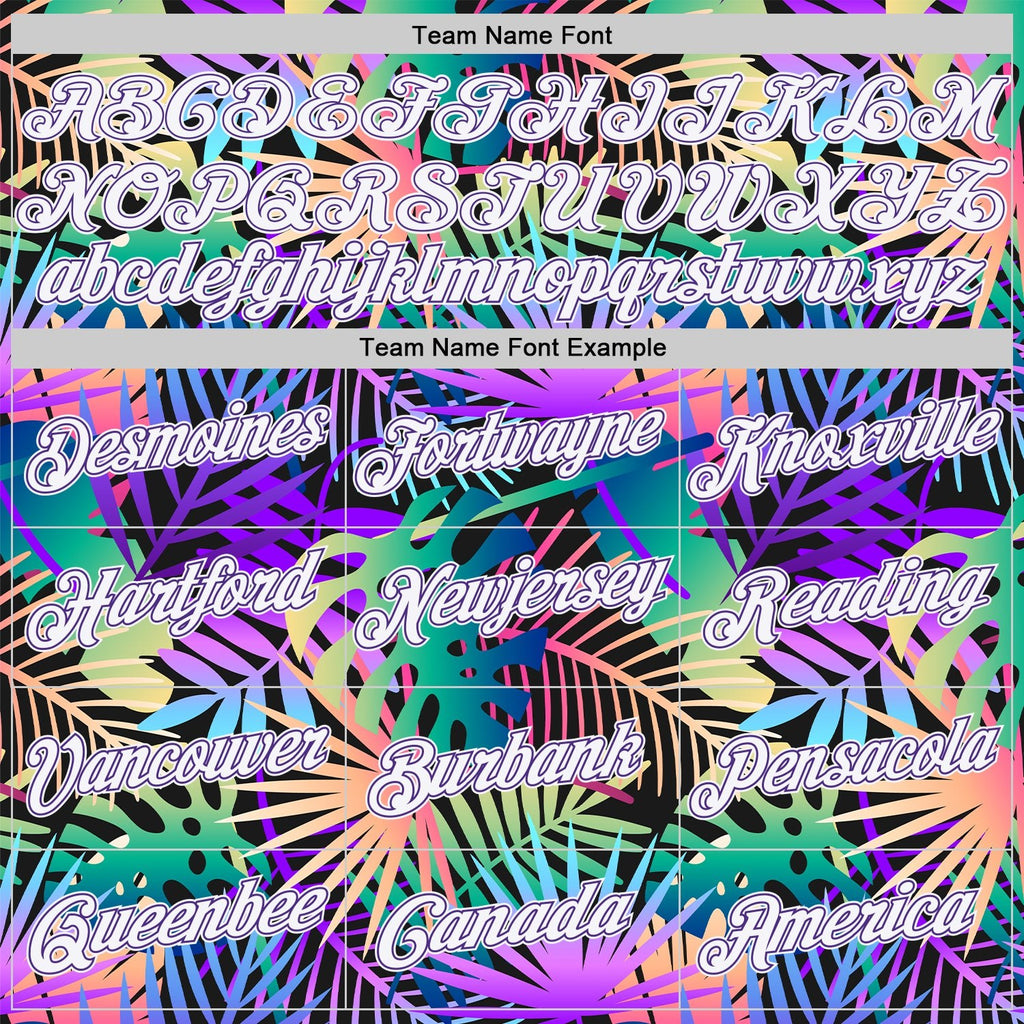 Custom Purple White-Purple 3D Pattern Tropical Hawaii Plants Authentic Basketball Jersey photo 2