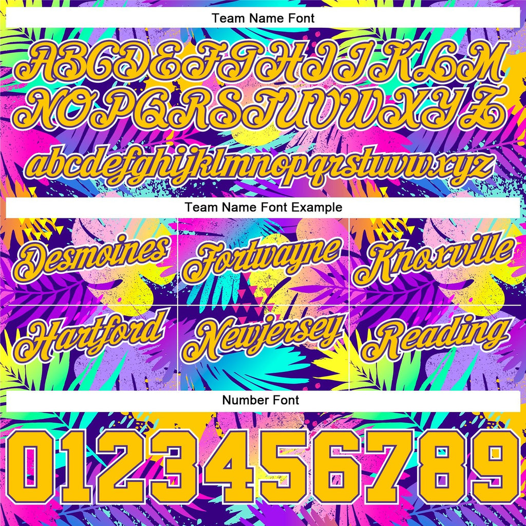 Custom Purple Gold-White 3D Pattern Design Tropical Palm Leaves Authentic Basketball Shorts photo 2