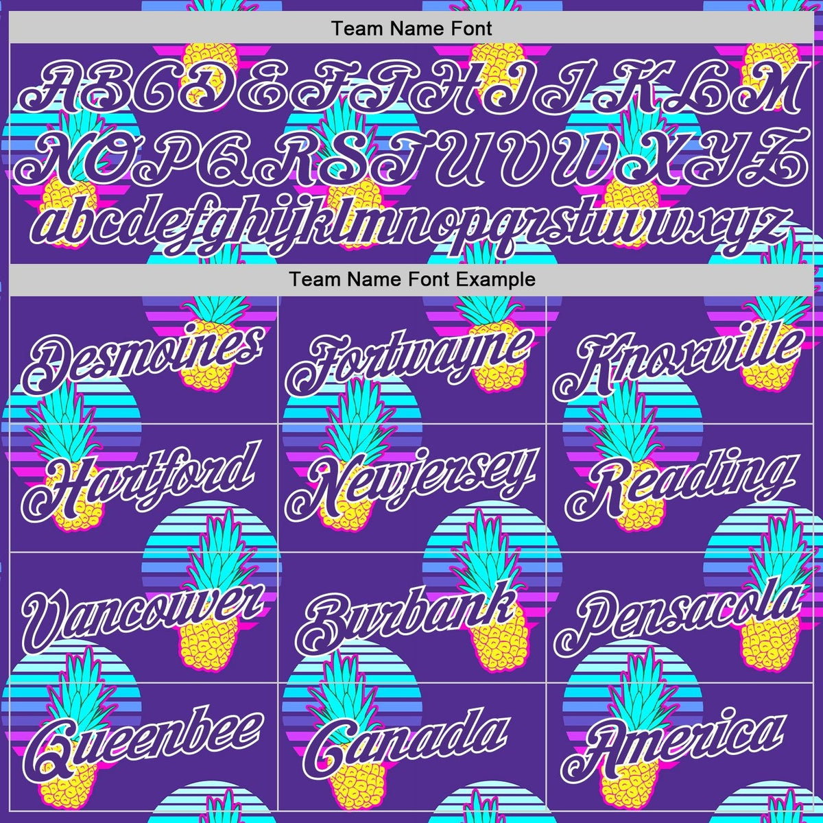 Custom Purple Purple-White 3D Pattern Design Pineapples Authentic Basketball Jersey photo 2