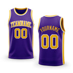 Custom Purple Gold-White Authentic Throwback Basketball Jersey