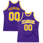 Custom Purple Gold-White Authentic Throwback Basketball Jersey photo 1