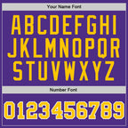 Custom Purple Gold-White Authentic Throwback Basketball Jersey photo 2