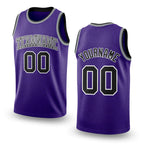 Custom Purple Black-White Authentic Throwback Basketball Jersey