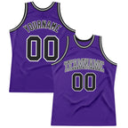 Custom Purple Black-White Authentic Throwback Basketball Jersey photo 1