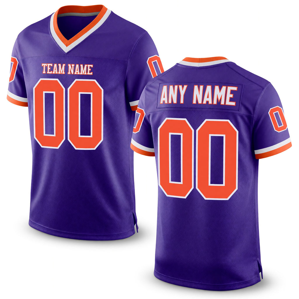 Custom Purple Orange-White Mesh Authentic Throwback Football Jersey