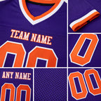 Custom Purple Orange-White Mesh Authentic Throwback Football Jersey detail
