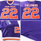Custom Purple Orange-White Mesh Authentic Throwback Football Jersey photo 4