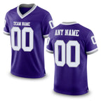 Custom Purple White-Gray Mesh Authentic Throwback Football Jersey