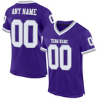 Custom Purple White-Gray Mesh Authentic Throwback Football Jersey photo 1