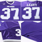 Custom Purple White-Gray Mesh Authentic Throwback Football Jersey photo 4