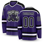 Custom Purple Black-White Hockey Jersey