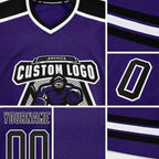 Custom Purple Black-White Hockey Jersey detail