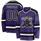 Custom Purple Black-White Hockey Jersey photo 1