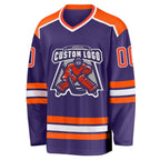 Custom Purple Orange-White Hockey Jersey photo 2
