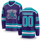 Custom Purple Teal-White Hockey Jersey