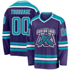 Custom Purple Teal-White Hockey Jersey photo 1