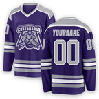 Custom Purple Gray-White Hockey Jersey