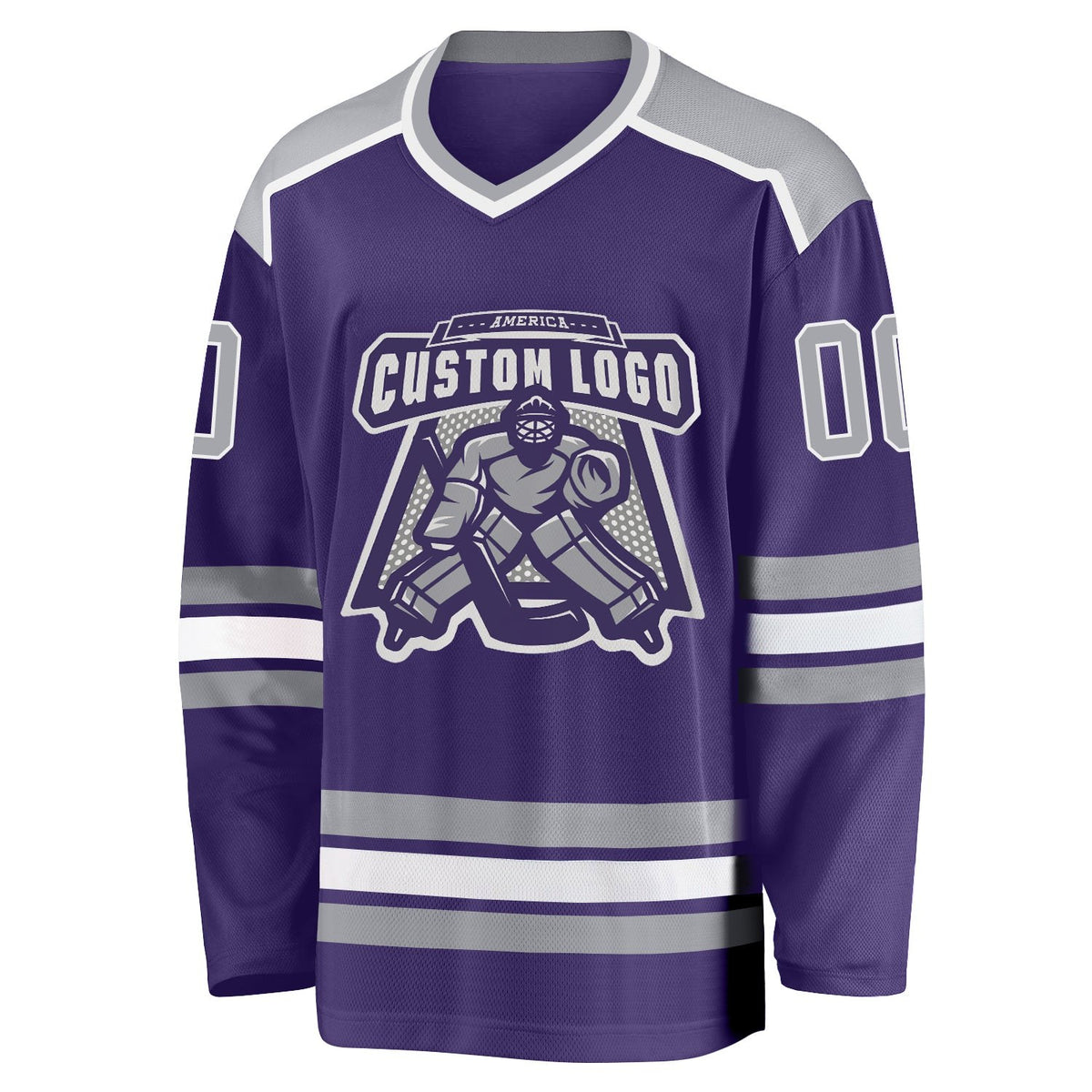 Custom Purple Gray-White Hockey Jersey photo 2