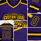 Custom Purple Black-Gold Hockey Jersey detail