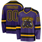 Custom Purple Black-Gold Hockey Jersey photo 1