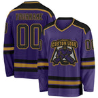 Custom Purple Black-Old Gold Hockey Jersey photo 1