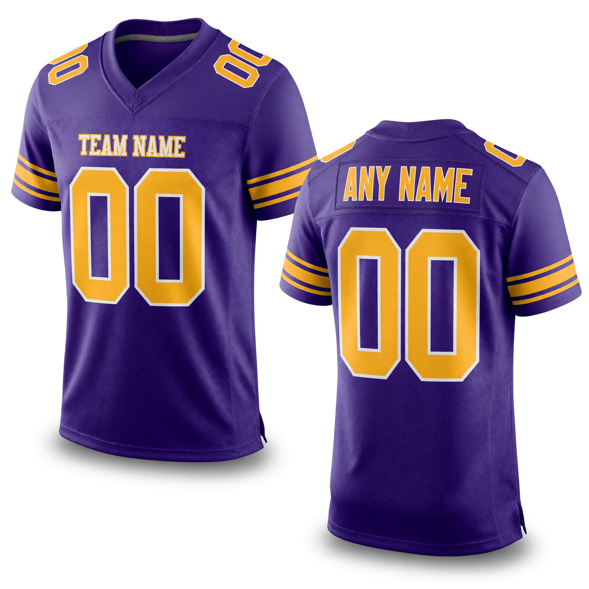 Custom Purple Old Gold-White Mesh Authentic Football Jersey