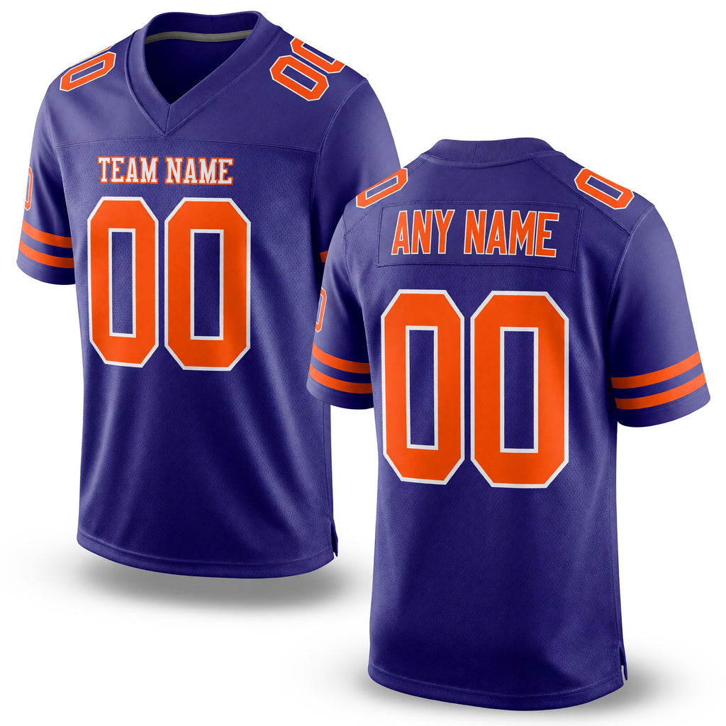 Custom Purple Orange-White Mesh Authentic Football Jersey