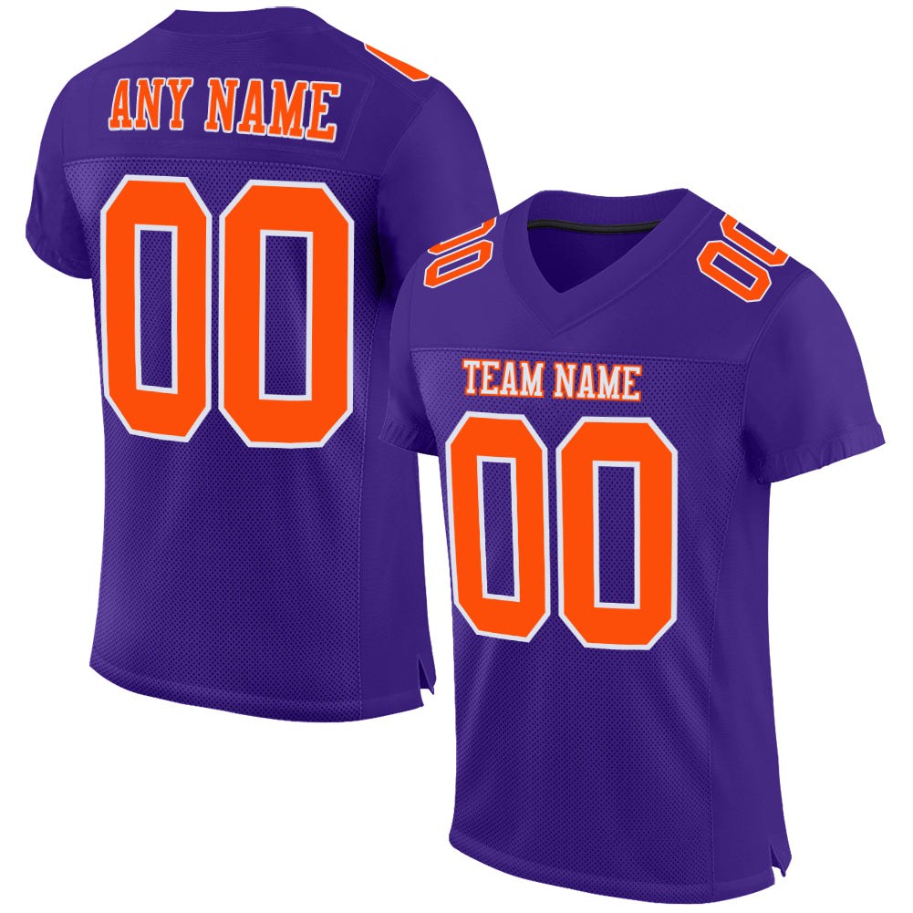 Custom Purple Orange-White Mesh Authentic Football Jersey photo 1