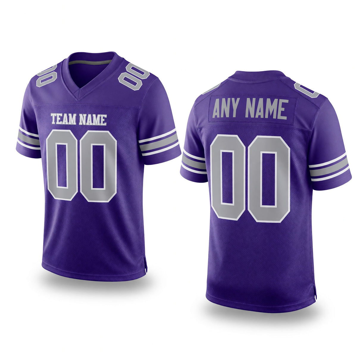 Custom Purple Gray-White Mesh Authentic Football Jersey