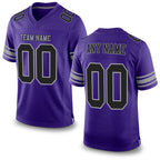 Custom Purple Black-Gray Mesh Authentic Football Jersey