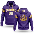 Custom Stitched Purple White-Gold Football Pullover Sweatshirt Hoodie