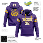 Custom Stitched Purple White-Gold Football Pullover Sweatshirt Hoodie photo 2