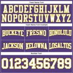 Custom Stitched Purple White-Gold Football Pullover Sweatshirt Hoodie photo 3