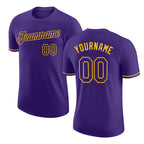 Custom Purple Purple-Gold Performance T-Shirt