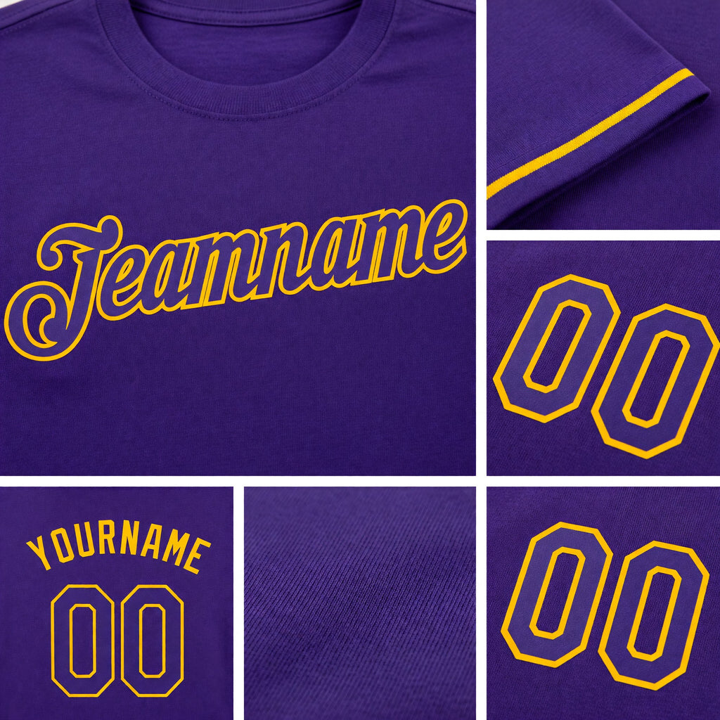 Custom Purple Purple-Gold Performance T-Shirt detail
