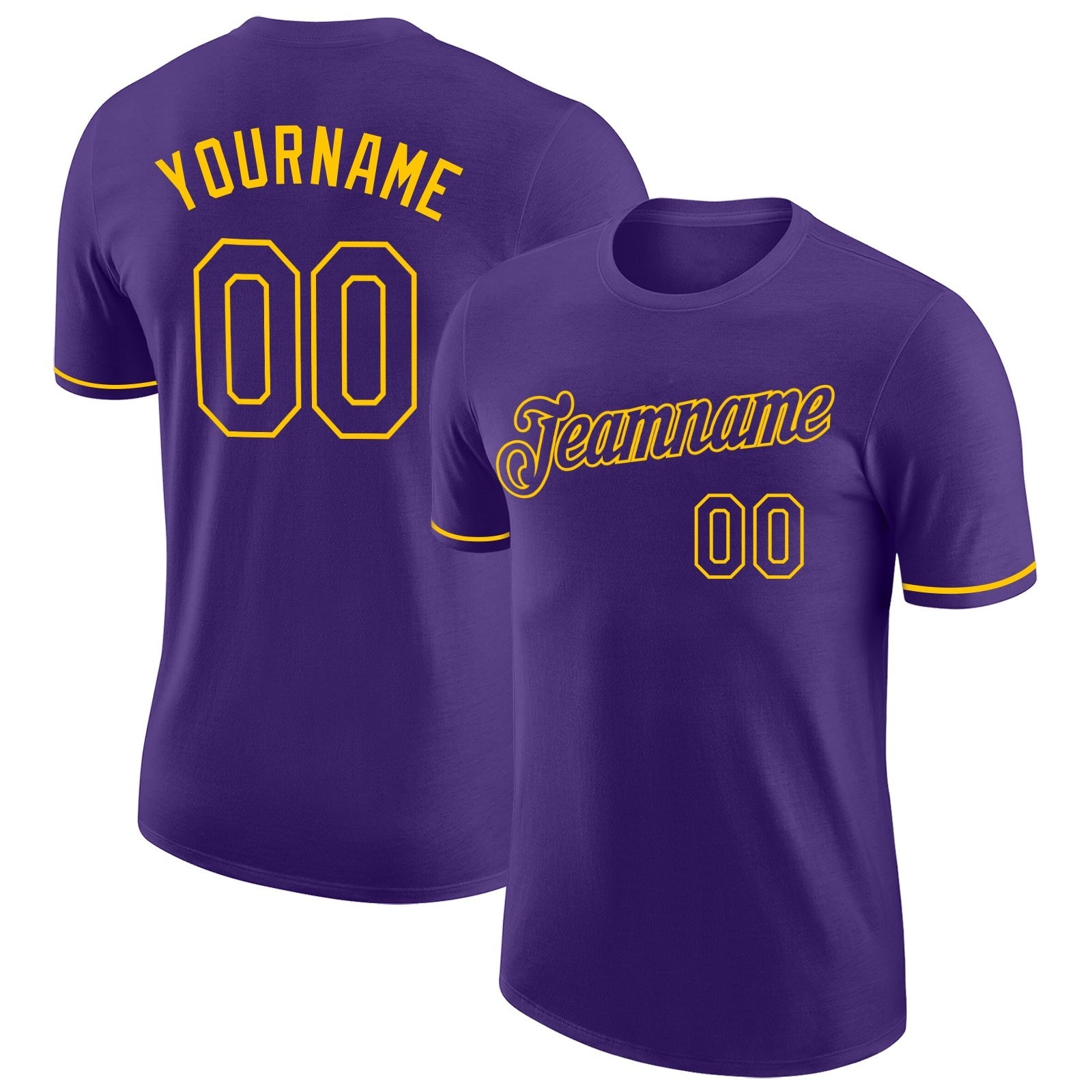 Custom Purple Purple-Gold Performance T-Shirt photo 1