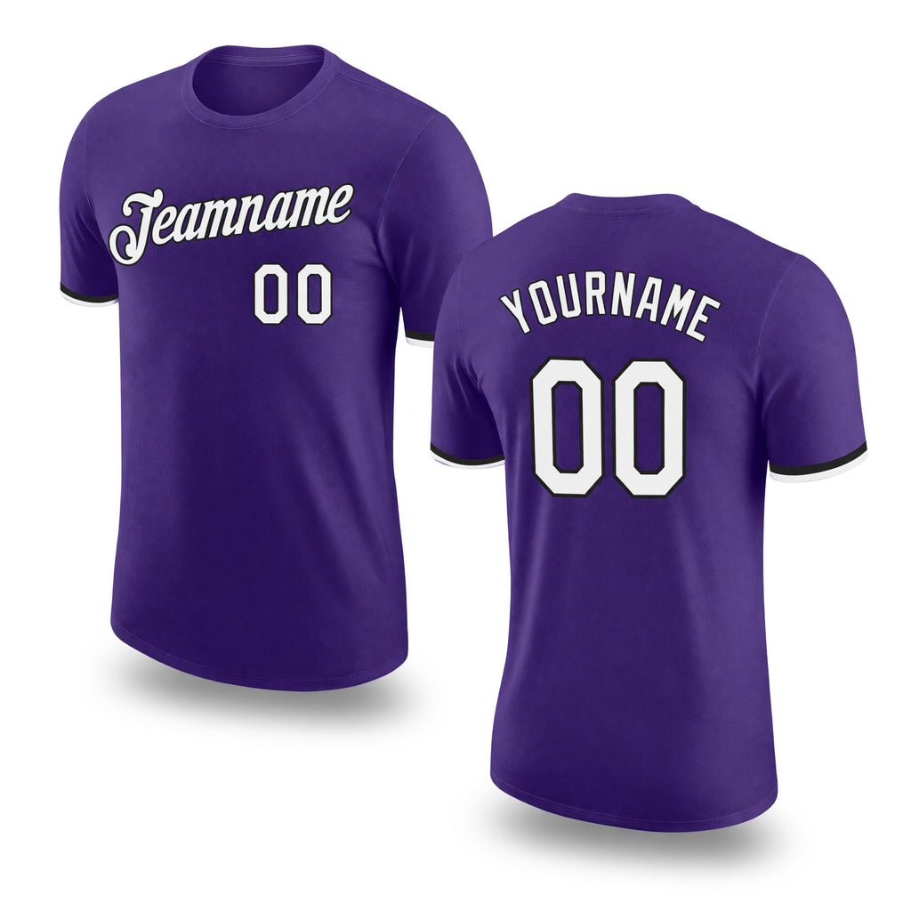 Custom Purple White-Black Performance T-Shirt