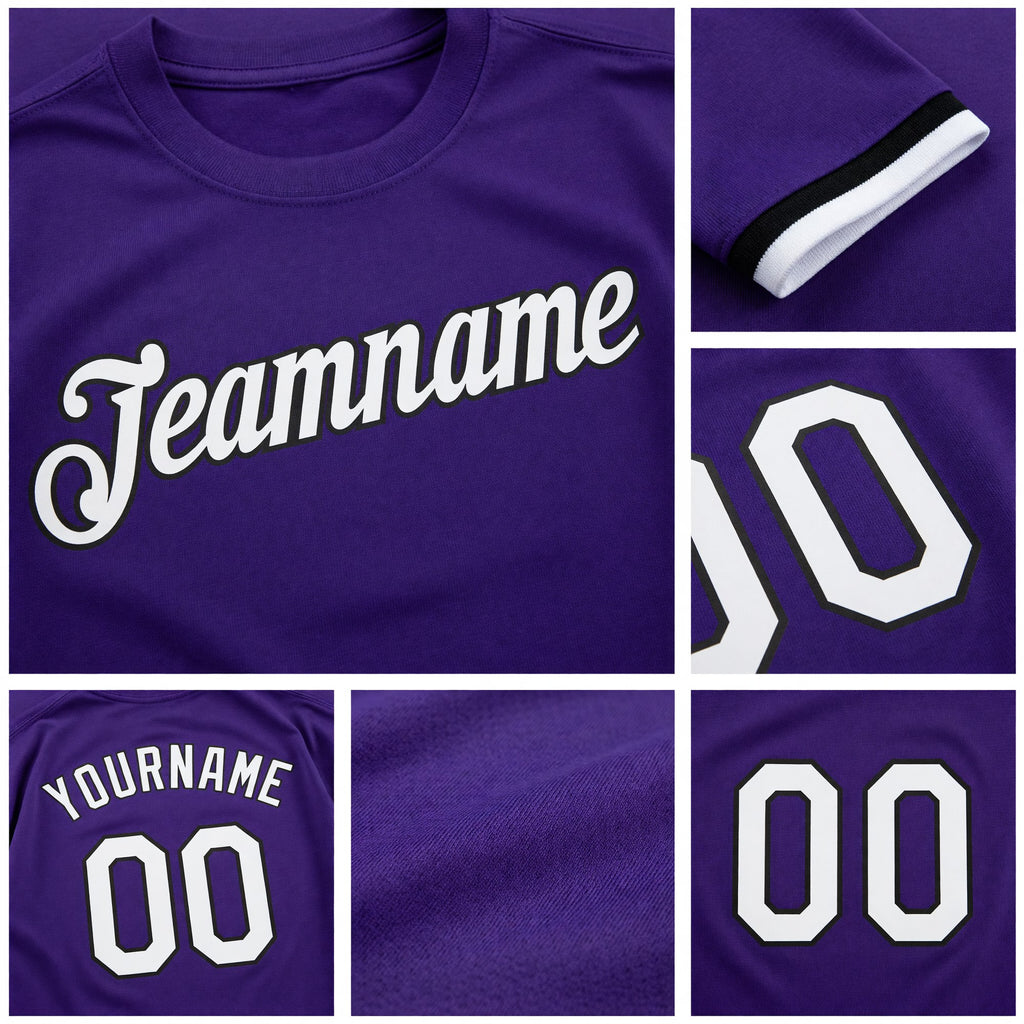 Custom Purple White-Black Performance T-Shirt detail